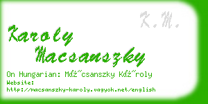 karoly macsanszky business card